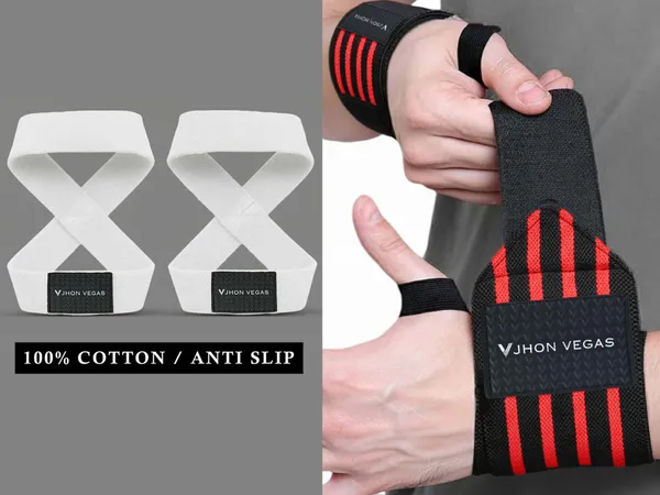 White_And_Red_Cotton_Arm_Support_For_Men_And_Women(Set_Of_2)