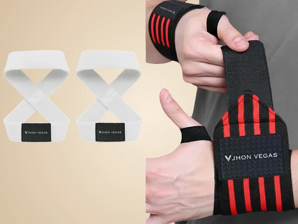 White_And_Red_Cotton_Arm_Support_For_Men_And_Women(Set_Of_2)