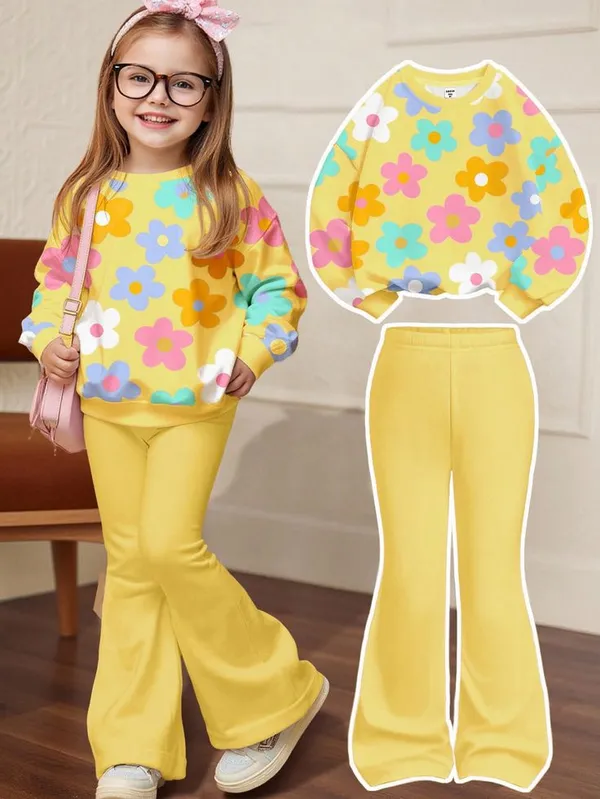 Yellow_2Pcs_Set_Casual_Wear