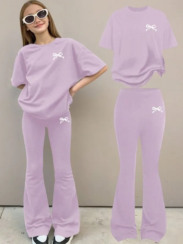 Lavender_T_Shirt_And_Fla_Pants_Set