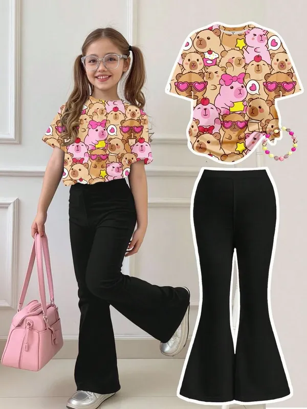 Multicolor_Girls'_Summer_Breathable_And_Comfortable_Stylish_Casual_Outfit