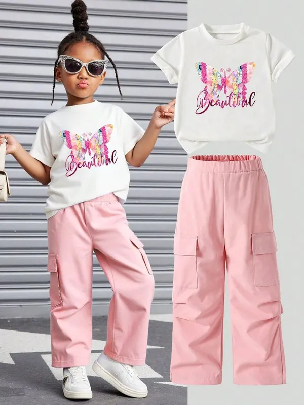 Multicolor_2_Piece_Graphic_Butterfly_And_Cargo_Pants_Set