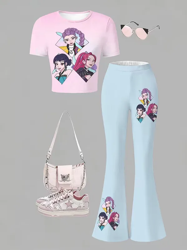 Pink_Light_Pink_T_Shirt_And_Bottom_Pants_For_Girl