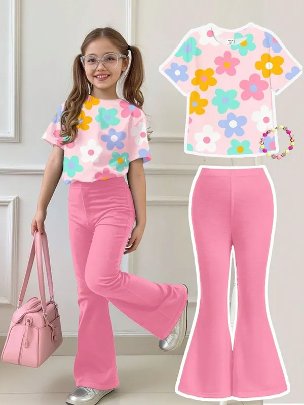Pink_2Pcs_Floral_Print_Short_Sleeve_Dress_Set
