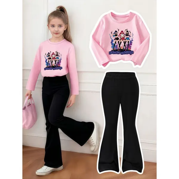 Black_&_Pink_2Pcs_Set_Full_Sleeve_T_Shirt_And_Bottom