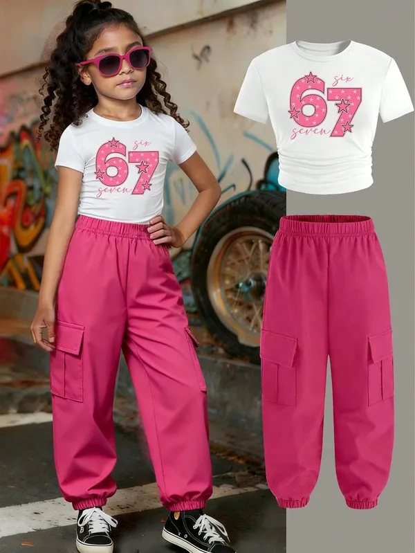 White_&_Pink_T_Shirt_Set_For_Kids