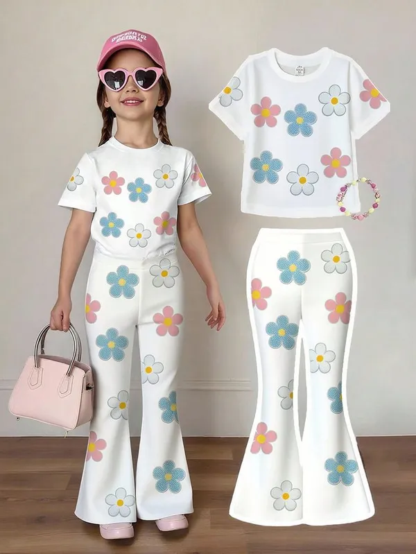 Multicolor_Toddler_Baby_Girl_Floral_Print_T_Shirt_And_Flare_Pants_Set