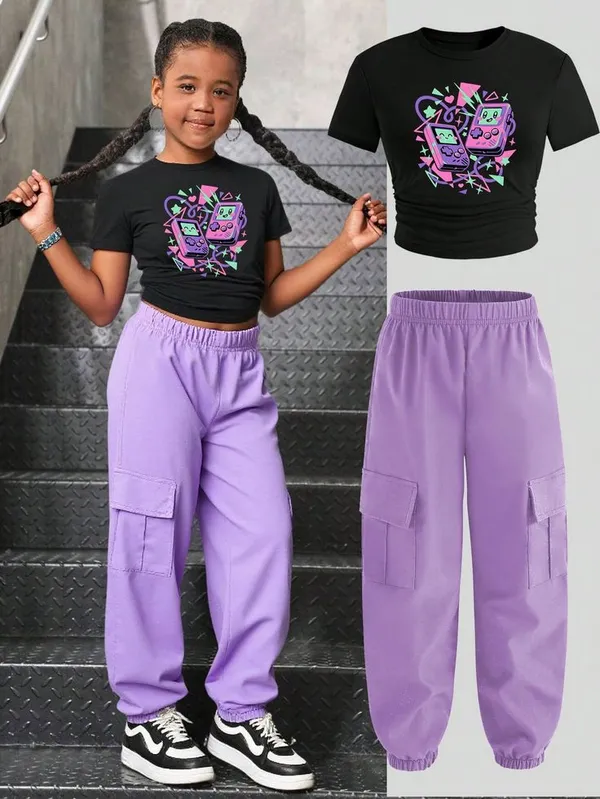 Purple_&_Black_T_Shirt_And_Joggers_Set