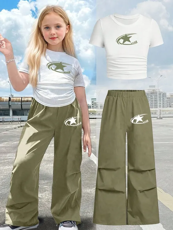 White_Wide_Leg_Drawstring_Track_Pants_And_Matching_Top