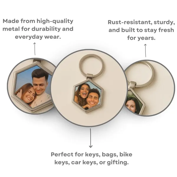 Multicolour_Metal_Customized_Double-Side_Hexagon_Photo_Keychain