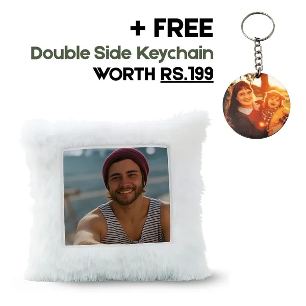 White_Furr_Customized_Square_Photo_Pillow
