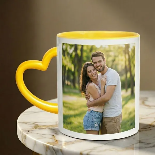 Yellow_Ceramic_Customized_Heart_Handle_Photo_Mug