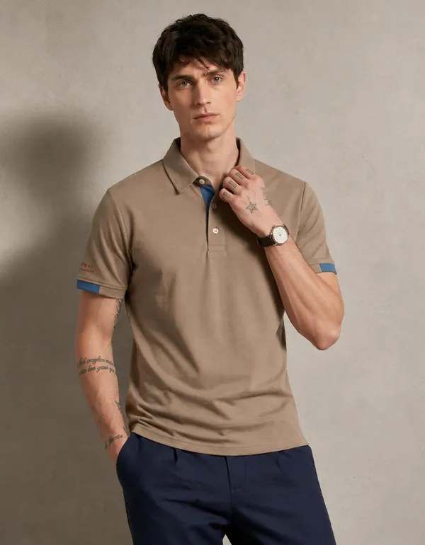 Beige_Luxe_Polo_T-Shirt_For_Men