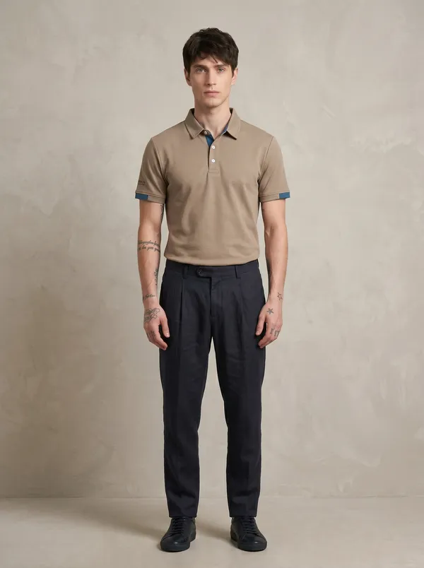 Beige_Luxe_Polo_T-Shirt_For_Men