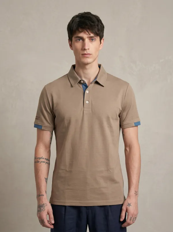 Beige_Luxe_Polo_T-Shirt_For_Men