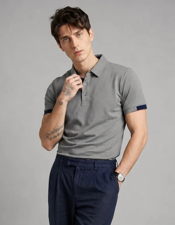 Dolphin_Grey__Luxe_Polo_T-Shirt_For_Men