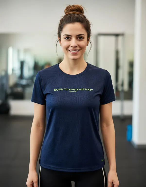 Navy_Blue_100%_Polyester_Aero_Dry_Born_To_Make_History_Activewear_T-Shirt_For_Unisex
