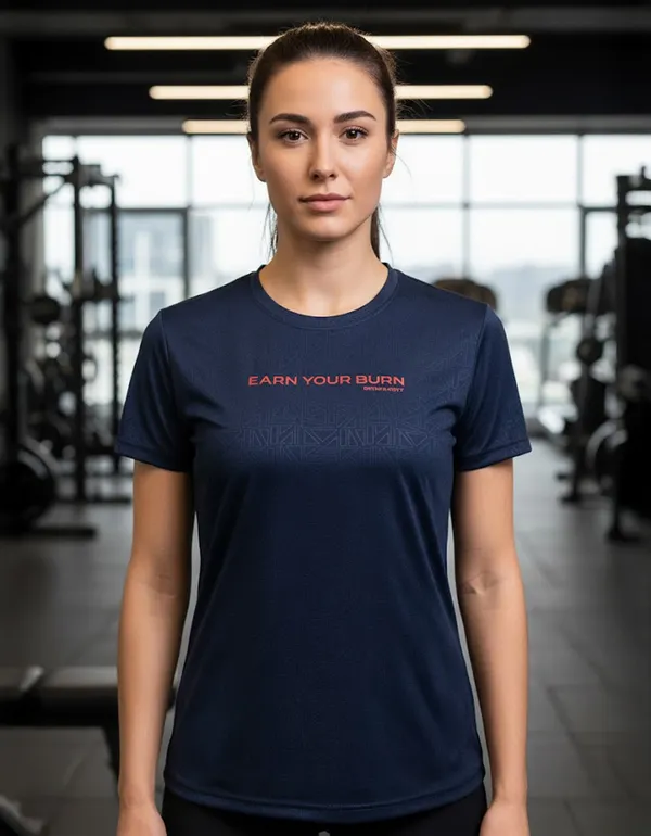 Navy_Blue_100%_Polyester_Aero_Dry_Earn_Your_Burn_Activewear_T-Shirt_For_Unisex