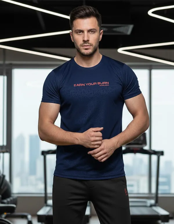 Navy_Blue_100%_Polyester_Aero_Dry_Earn_Your_Burn_Activewear_T-Shirt_For_Unisex