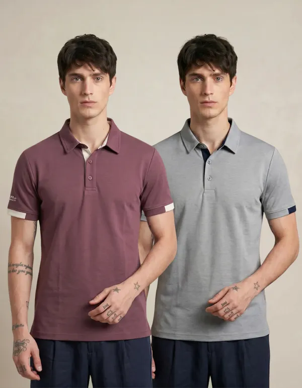 Luxe_Polo_T-Shirt_–_Dolphin_Grey_&_Merlot_Wine_-_Pack_of_2