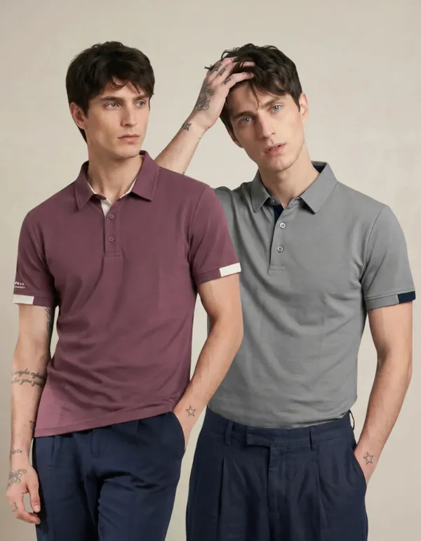 Luxe_Polo_T-Shirt_–_Dolphin_Grey_&_Merlot_Wine_-_Pack_of_2