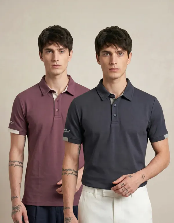 Luxe_Polo_T-Shirt_–_Merlot_Wine_&_Charcoal_Grey_-_Pack_of_2__