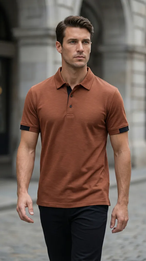 Tan_Brown_Luxe_Polo_Neck_T-Shirt_For_Men