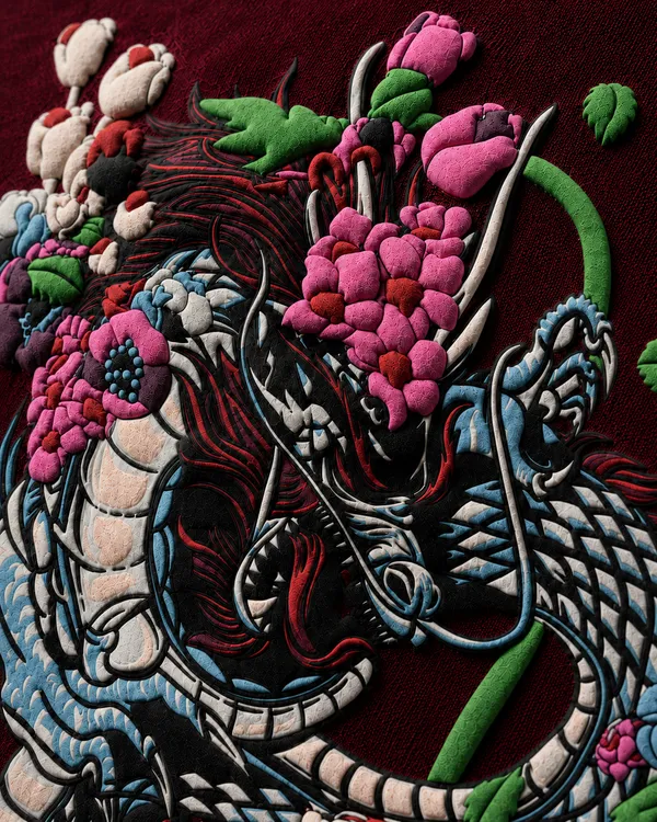 The_Dragon_Blossom_Rave_Polo_|_240_GSM_cotton_rich_fabric_|_Rich_Maroon_|Unisex