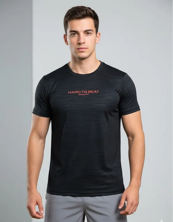 Black_100%_Polyester_Aero_Dry_Hard_To_Beat_Activewear_T-Shirt_For_Unisex