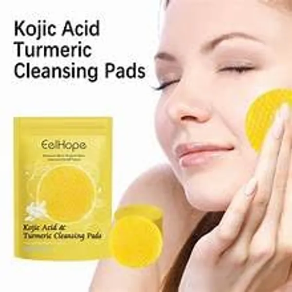 Yellow_Non-Woven_Fiber_Or_Cotton_Turmeric_Kojic_Acid_Face_Pad_For_Women