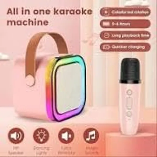 Pink_Plastic_Wireless_Mic_Bluetooth_Speaker_For_Unisex