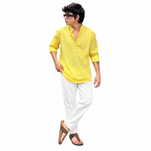 Men’s_Embroidered_Yellow_Kurta