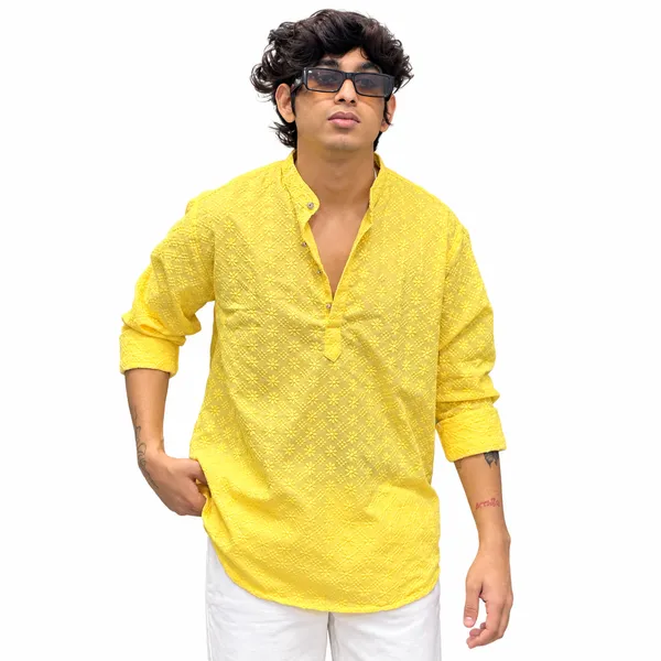 Men’s_Embroidered_Yellow_Kurta