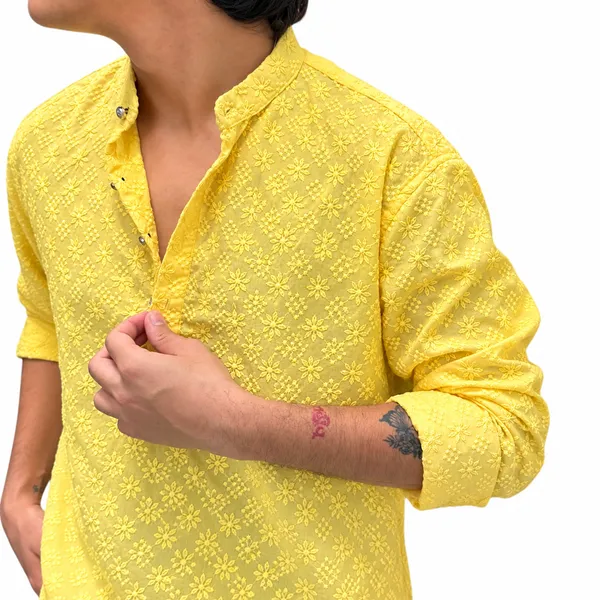 Men’s_Embroidered_Yellow_Kurta