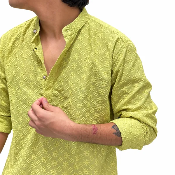 Men’s_Lime_Green_Embroidered_Kurta