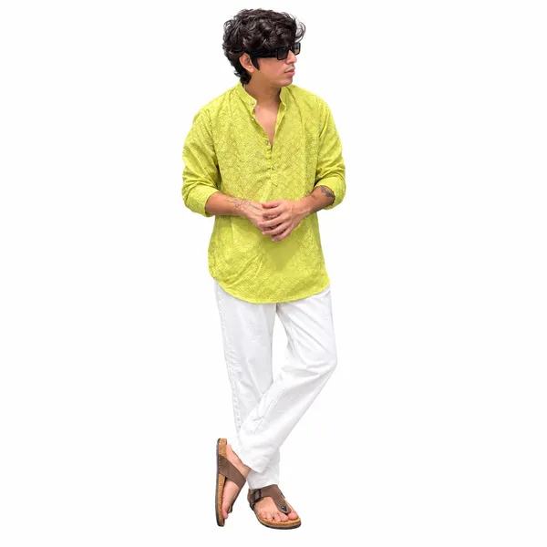 Men’s_Lime_Green_Embroidered_Kurta