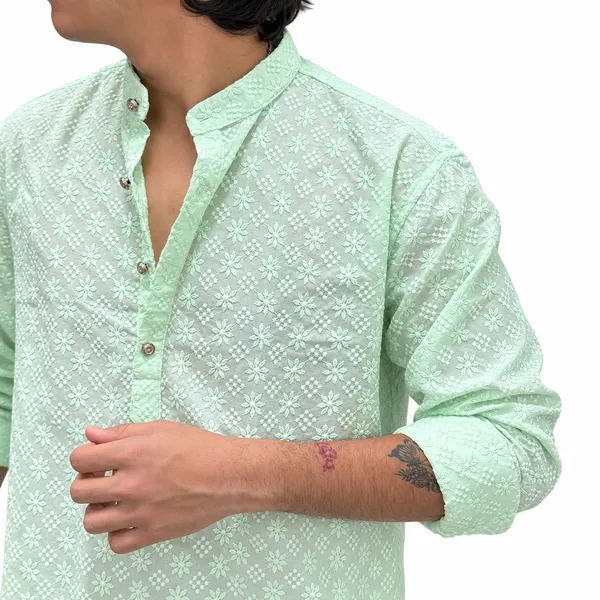 Men’s_Pastel_Green_Printed_Kurta_Shirt