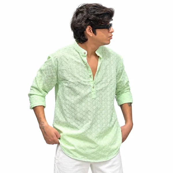 Men’s_Pastel_Green_Printed_Kurta_Shirt