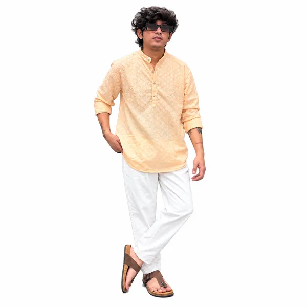 Men’s_Peach_Embroidered_Kurta