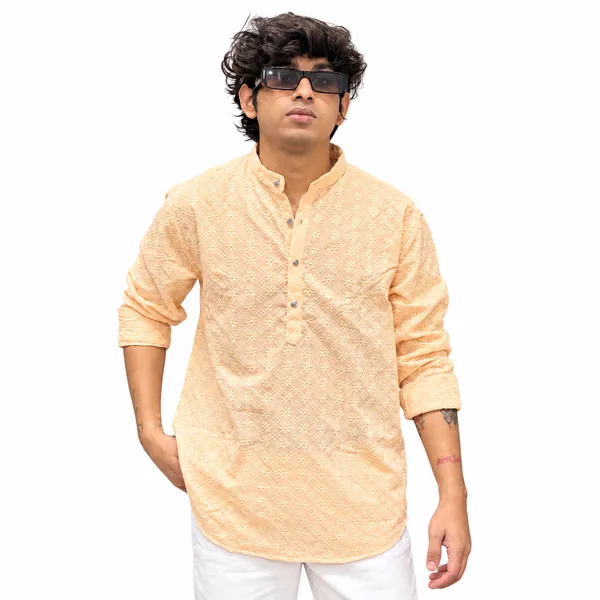Men’s_Peach_Embroidered_Kurta