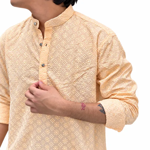 Men’s_Peach_Embroidered_Kurta