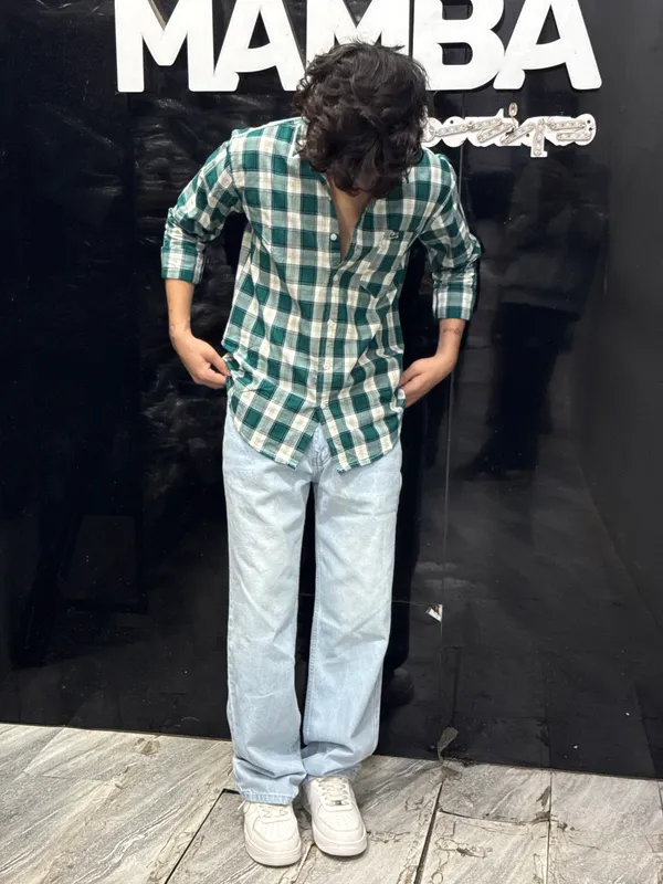 Men’s_Premium_Classy_Checked_Casual_Shirt_–_Forest_Green_&_White