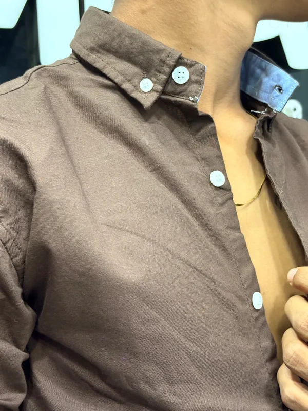 Oxford_fabric_brown_Shirt