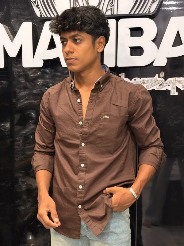 Oxford_fabric_brown_Shirt