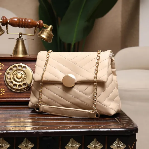 Beige_Premium_Faux_Leather_Sling_Bag_For_Women