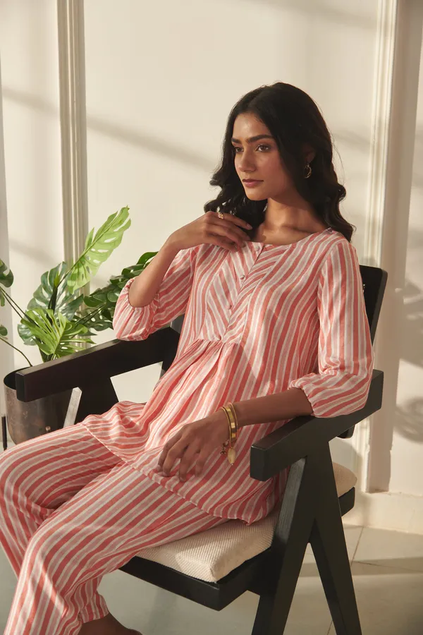 Ekvaa_Rust_Rayon_Lurix_Premium_&_Elegant_Striped_Co-Ord_Set_For_Women