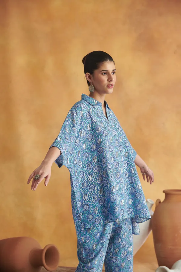 Ekvaa_Blue_Cotton_Handblock_Premium_&_Elegant_Printed_Co-Ord_Set_For_Women
