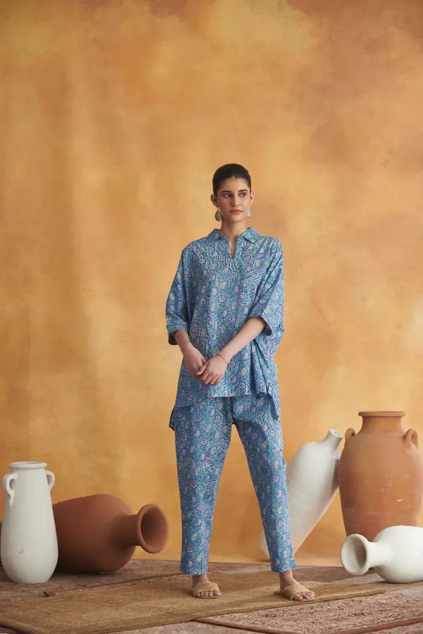Ekvaa_Blue_Cotton_Handblock_Premium_&_Elegant_Printed_Co-Ord_Set_For_Women