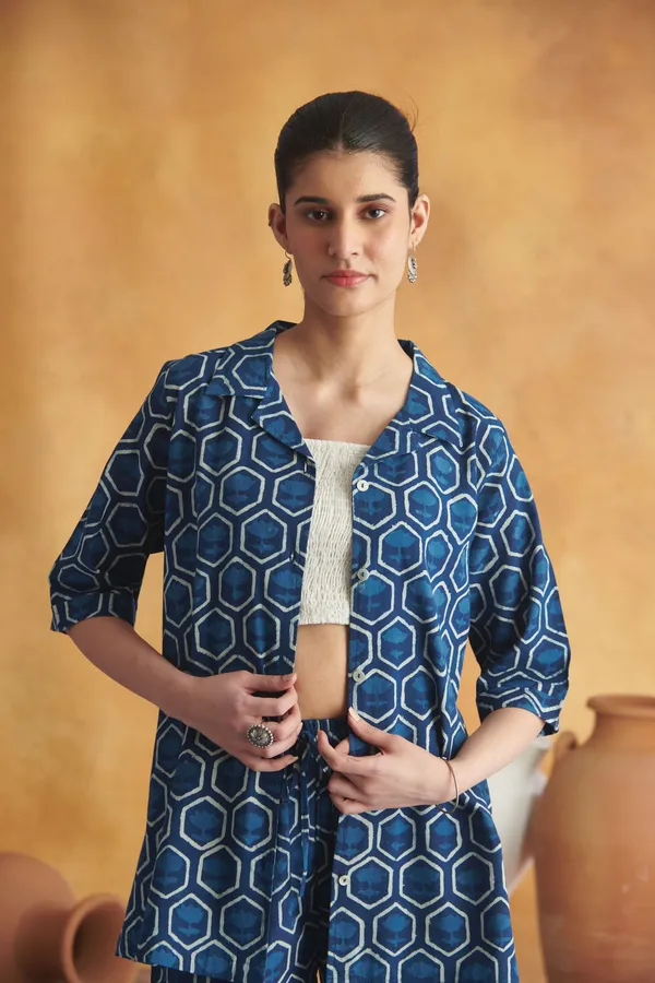Ekvaa_Authentic_Indigo_Cotton_Premium_&_Elegant_Co-Ord_Set_For_Women