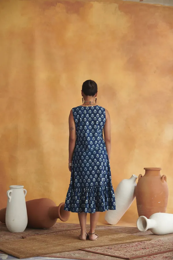 Ekvaa_Indigo_Cotton_Premium_&_Elegant_Printed_Dress_For_Women